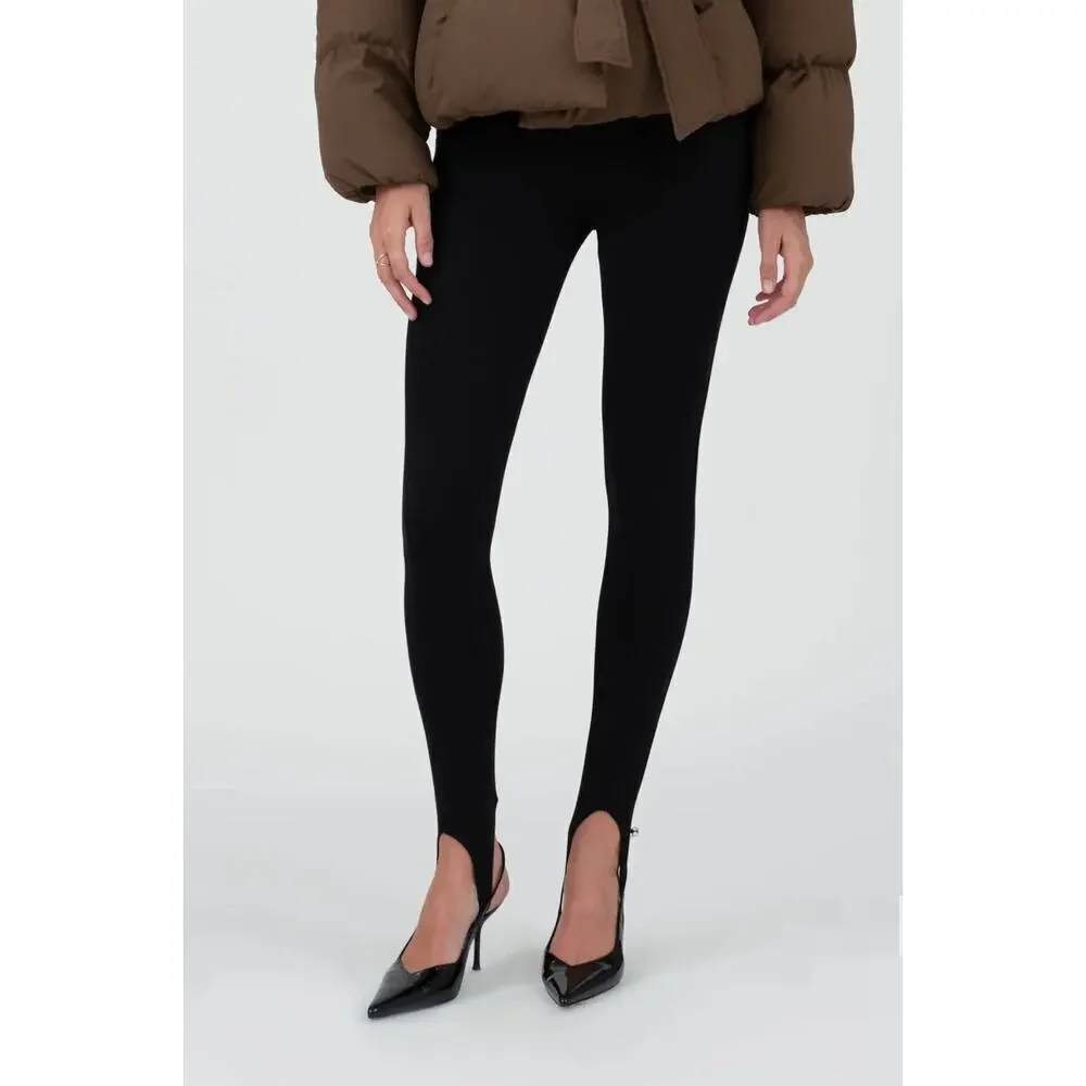 TWS1089 HIGH WAISTED STIRRUP PANTS-Black